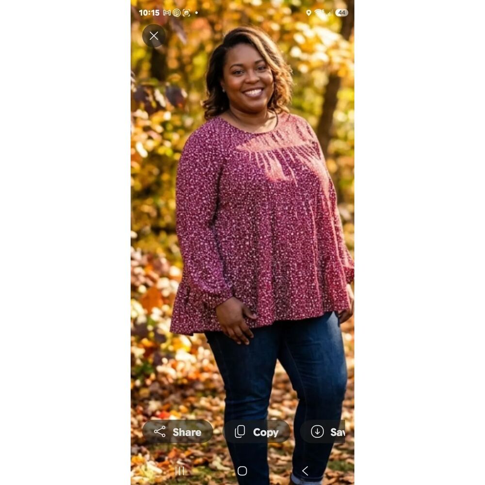 Oddi 1X Burgandy Leopard Oversized Baby Doll Top